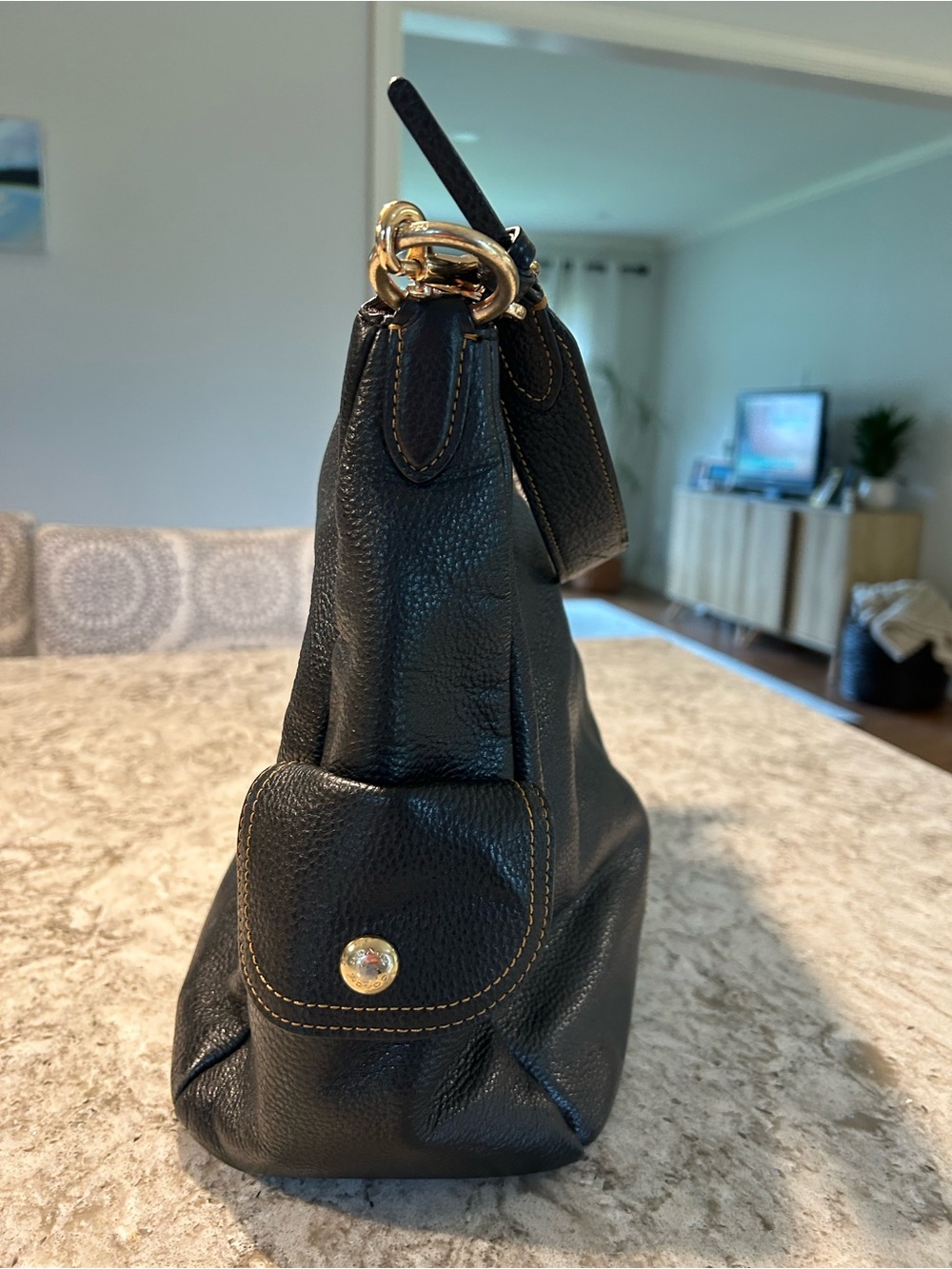 Coach Black Pebbled Leather Shoulder Hobo with Gold Hardware - Picture 12 of 14